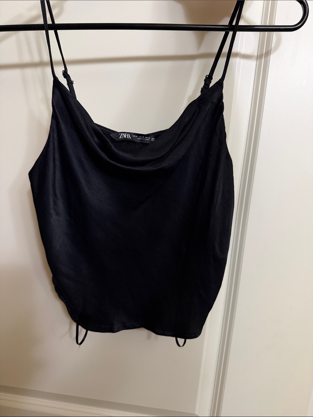 Zara Black Satin Cowl-Neck Camisole